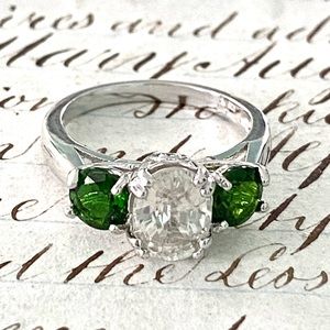 Stunning Sterling Silver 925 Three Stone Ring Thailand Size 5